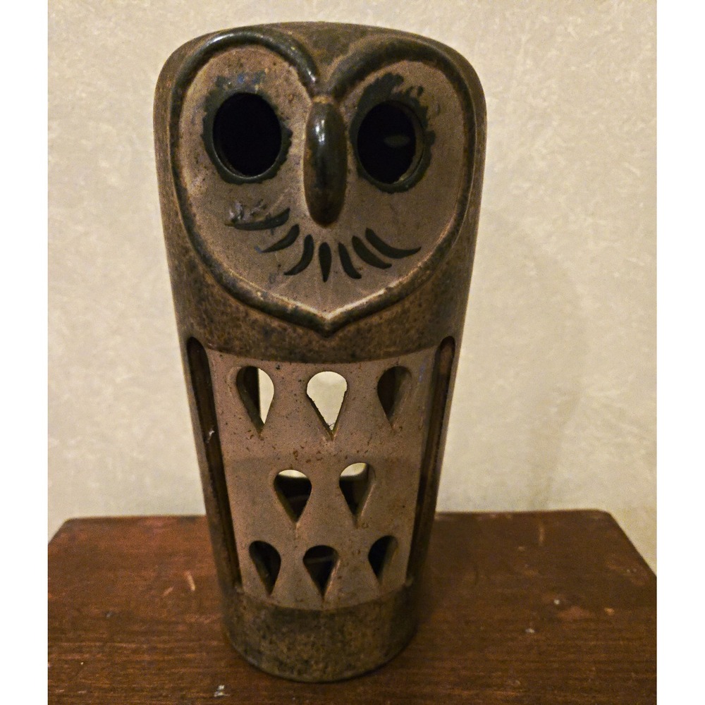 Vtg Stoneware Luminary Lantern Holds Candle MCM Glows Fall Decor 8.5" Tall